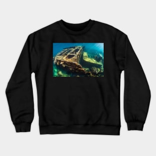 Ship Wreck with sun beams koh tao Crewneck Sweatshirt